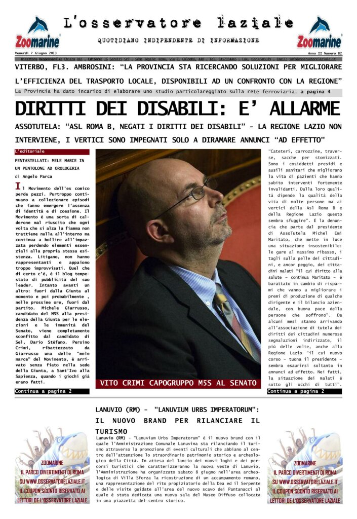 L'osservatore d'Italia edizione del 7 Giugno 2013